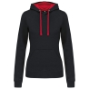 Sweat à capuche contrastée femme Kariban – Noir/Rouge
