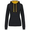 Sweat à capuche contrastée femme Kariban – Noir/Jaune