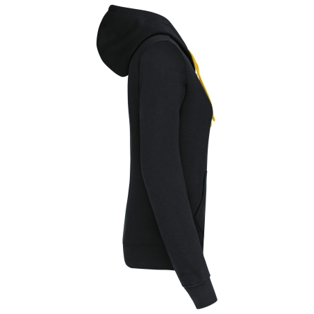 Sweat à capuche contrastée femme Kariban – Noir/Jaune – vue 3