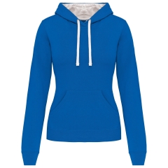 Sweat capuche contrastée femme Blanc & Bleu Royal Kariban