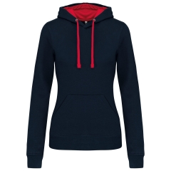Sweat capuche contrastée femme Kariban Rouge – 280 g/m²