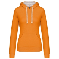Sweat à capuche contrastée femme Orange/Blanc Kariban