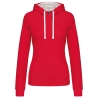 Sweat capuche contrastée femme Kariban Blanc/Rouge