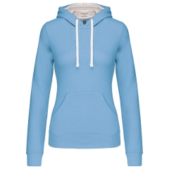 Sweat capuche contrastée femme Kariban – Blanc/Bleu