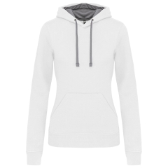 Sweat à capuche contrastée femme Blanc/Gris Kariban