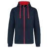 Sweat-shirt zippé capuche contrastée Rouge Kariban