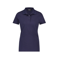 Polo de travail femme manches courtes coton piqué coupe cintrée Marine – Dassy Leon Women