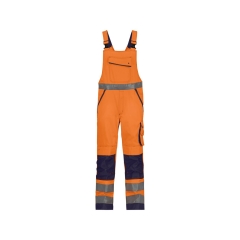 Cotte à bretelles haute visibilité multipoches Cordura Orange fluo/marine coupe longue – Dassy Malmedy