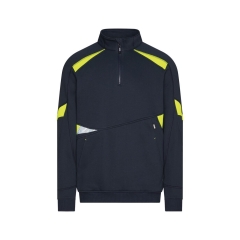 Sweat-shirt de travail zippé avec bandes réfléchissantes haute visibilité Marine/jaune – Dassy Aratu