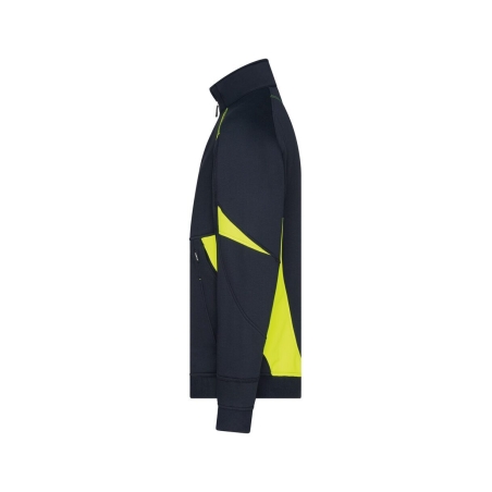 Sweat-shirt de travail zippé avec bandes réfléchissantes haute visibilité Marine/jaune – Dassy Aratu