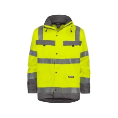 Parka haute visibilité imperméable classe 3 multipoches Jaune fluo/gris ciment – Dassy Atlantis