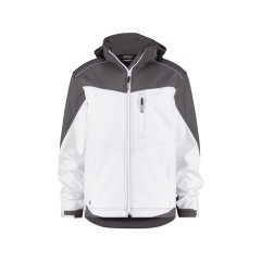 Veste softshell triple couche bicolore avec capuche amovible Blanc/gris ciment – Dassy Jakarta