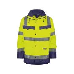 Parka haute visibilité imperméable classe 3 multipoches Jaune fluo/marine – Dassy Atlantis