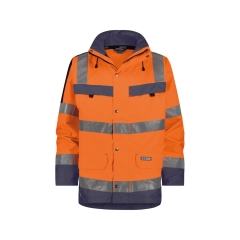 Parka haute visibilité imperméable classe 3 multipoches Orange fluo/marine – Dassy Atlantis