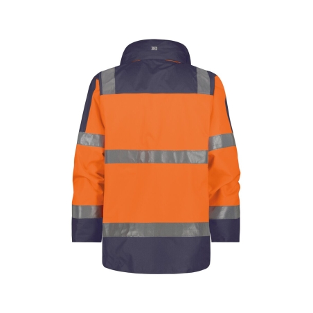 Parka haute visibilité imperméable classe 3 multipoches Orange fluo/marine – Dassy Atlantis