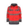Parka haute visibilité imperméable classe 3 multipoches Rouge fluo/gris ciment – Dassy Atlantis