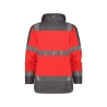 Parka haute visibilité imperméable classe 3 multipoches Rouge fluo/gris ciment – Dassy Atlantis