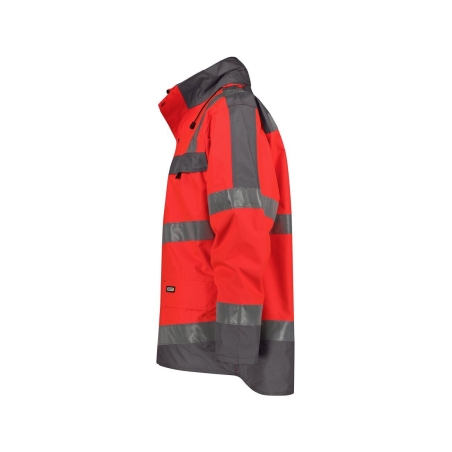 Parka haute visibilité imperméable classe 3 multipoches Rouge fluo/gris ciment – Dassy Atlantis