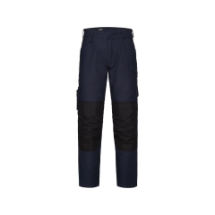 Pantalon de travail poches genoux Cordura regular fit slim leg Marine/noir coupe courte – Dassy Ando