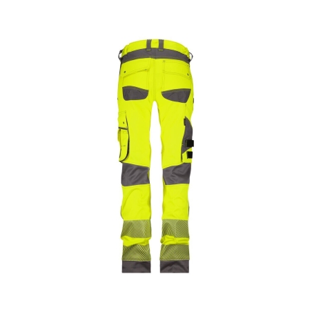 Pantalon haute visibilité stretch multipoches à genouillères Jaune/gris – Dassy Aruba Women