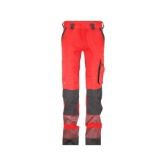 Pantalon haute visibilité stretch multipoches à genouillères Rouge/gris – Dassy Aruba Women