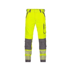 Pantalon haute visibilité stretch multipoches à genouillères Jaune fluo/gris ciment – Dassy Aruba