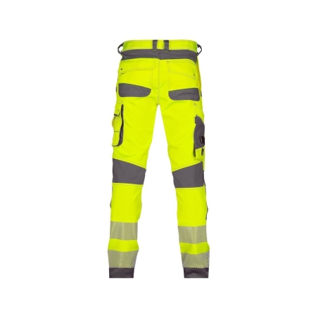 Pantalon haute visibilité stretch multipoches à genouillères Jaune fluo/gris ciment – Dassy Aruba