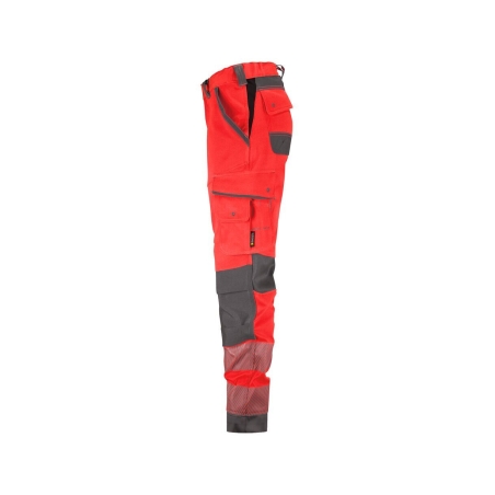 Pantalon haute visibilité stretch multipoches à genouillères Rouge/gris – Dassy Aruba Women