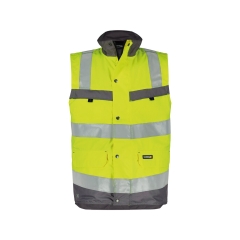 Gilet haute visibilité insérable matelassé coupe-vent imperméable Jaune fluo/gris ciment – Dassy Bilbao