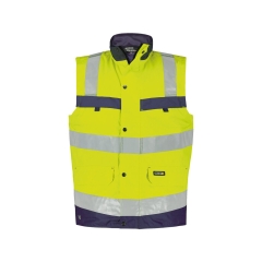 Gilet haute visibilité insérable matelassé coupe-vent imperméable Jaune fluo/marine – Dassy Bilbao