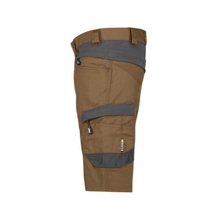 Bermuda de travail stretch multipoches Cordura Camel/gris anthracite – Dassy Axis