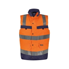 Gilet haute visibilité insérable matelassé coupe-vent imperméable Orange fluo/marine – Dassy Bilbao
