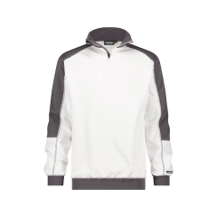 Sweat-shirt bicolore zippé coton polyester 290 g/m² Blanc/gris ciment – Dassy Basiel
