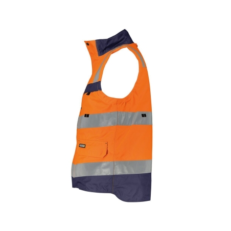 Gilet haute visibilité insérable matelassé coupe-vent imperméable Orange fluo/marine – Dassy Bilbao