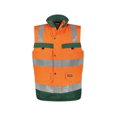 Gilet haute visibilité insérable matelassé coupe-vent imperméable Orange fluo/vert – Dassy Bilbao