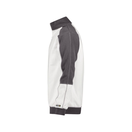 Sweat-shirt bicolore zippé coton polyester 290 g/m² Blanc/gris ciment – Dassy Basiel