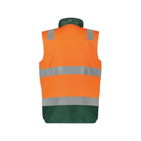 Gilet haute visibilité insérable matelassé coupe-vent imperméable Orange fluo/vert – Dassy Bilbao