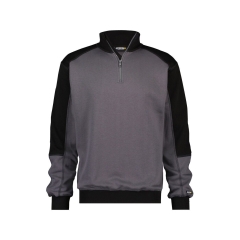 Sweat-shirt bicolore zippé coton polyester 290 g/m² Gris ciment/noir – Dassy Basiel