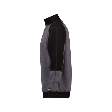 Sweat-shirt bicolore zippé coton polyester 290 g/m² Gris ciment/noir – Dassy Basiel