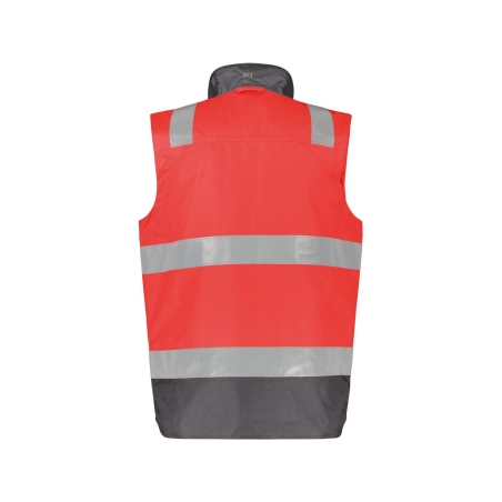 Gilet haute visibilité insérable matelassé coupe-vent imperméable Rouge fluo/gris ciment – Dassy Bilbao