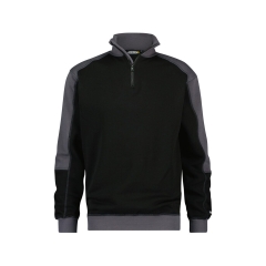 Sweat-shirt bicolore zippé coton polyester 290 g/m² Noir/gris ciment – Dassy Basiel