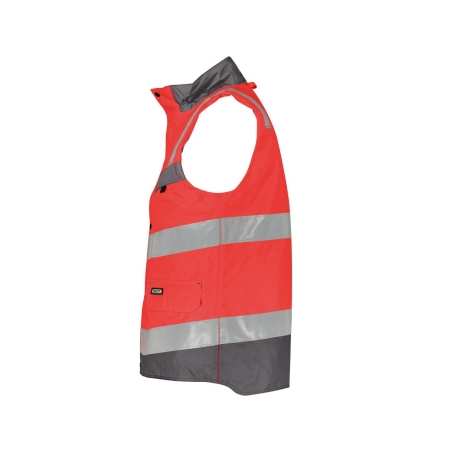 Gilet haute visibilité insérable matelassé coupe-vent imperméable Rouge fluo/gris ciment – Dassy Bilbao