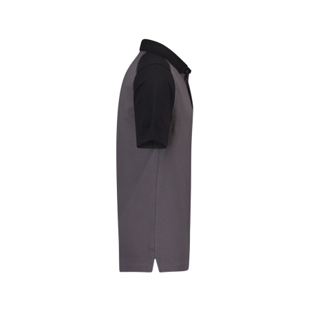 Polo de travail bicolore manches courtes coton piqué Gris ciment/noir – Dassy Cesar