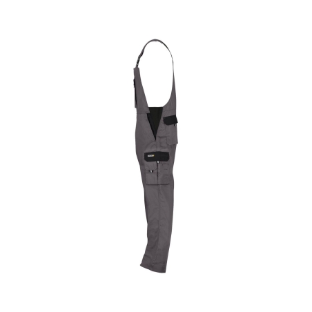 Cotte à bretelles bicolore multipoches 245 g/m² Gris ciment/noir coupe longue – Dassy Calais