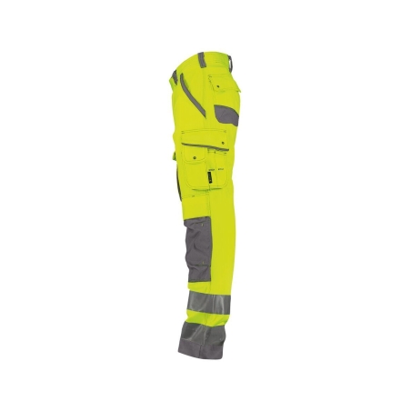 Pantalon de travail haute visibilité multipoches Cordura Jaune fluo/gris ciment coupe longue – Dassy Chicago