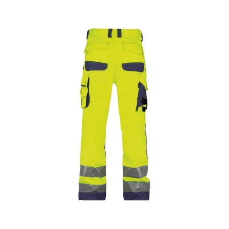 Pantalon de travail haute visibilité multipoches Cordura Jaune fluo/marine coupe longue – Dassy Chicago