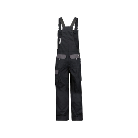 Cotte à bretelles bicolore multipoches 245 g/m² Noir/gris ciment coupe longue – Dassy Calais
