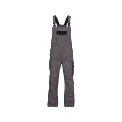 Cotte à bretelles bicolore multipoches 245 g/m² Gris ciment/noir coupe courte – Dassy Calais