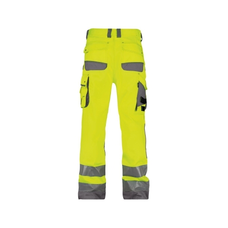 Pantalon de travail haute visibilité multipoches Cordura Jaune fluo/gris ciment coupe courte – Dassy Chicago