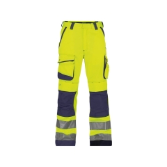 Pantalon de travail haute visibilité multipoches Cordura Jaune fluo/marine coupe courte – Dassy Chicago